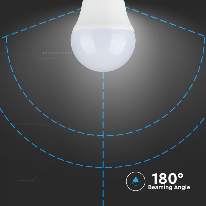 E27 5.5W(470Lm) LED Spuldze, G45, V-TAC SAMSUNG PRO, garantija 5 gadi, auksti balta gaisma 6400K