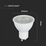 GU10 6.5W(480Lm) LED Spuldze V-TAC SAMSUNG PRO, garantija 5 gadi, auksti balta gaisma 6400K