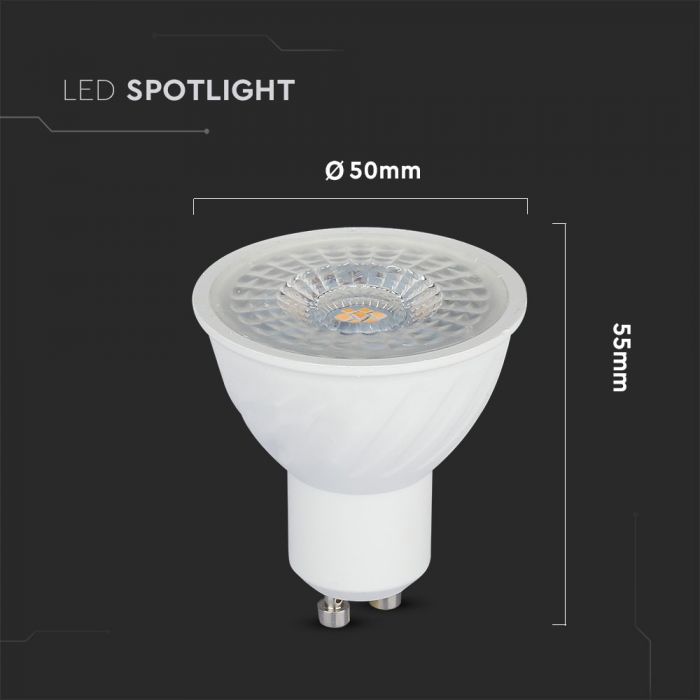 GU10 6.5W(480Lm) LED Spuldze V-TAC SAMSUNG PRO, garantija 5 gadi, auksti balta gaisma 6400K