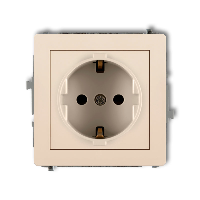 1-viet. kontaktligzdas meh. DECO ar zemējumu SCHUKO 2P+Z, z/a, IP20, bēšs
