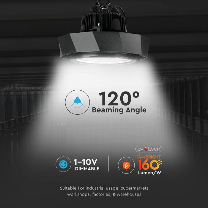 SALE_100W(16 000Lm) LED V-TAC SAMSUNG Складской фонарь, IK08, SMD диоды, 5 лет гарантии, IP65, нейтральный белый свет 4000K