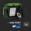 20W (1400Lm) LED kohtvalgusti, 3.7V Li-Ion 7200mAh, laetav, USB, V-TAC SAMSUNG, IP44, must/roheline korpus, neutraalne valge valgus 4000K