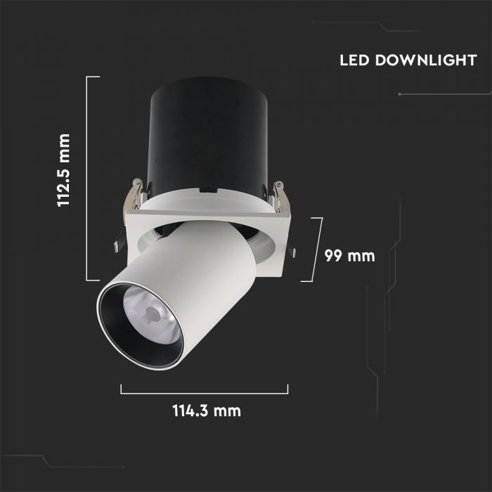 18W (1450Lm) infälld LED-reflektorarmatur, V-TAC SAMSUNG, IP20, 5 års garanti, neutralvit 4000K