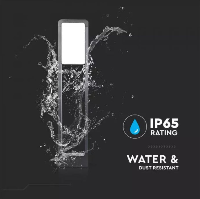 V-TAC dārza laterna ar divvirzienu kontaktligzdu, 2x16A, IP44, atbalsta LED spuldzes līdz 13W (spuldze nav iekļauta komplektā), tumši pelēks
