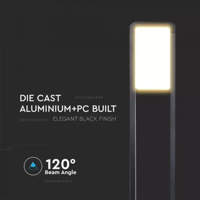 10W(650Lm) V-TAC SAMSUNG dārza gaismeklis, 144LED, IP65, melna, auksti balta gaisma 6400K