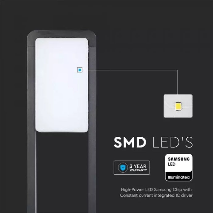 10W(650Lm) V-TAC SAMSUNG dārza gaismeklis, 144LED, IP65, melna, auksti balta gaisma 6400K