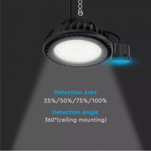 V-TAC kustību sensors noliktavas laternai, IP65,  360°, garantija 5 gadi, melns, V-TAC