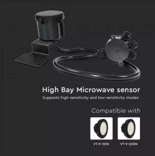 V-TAC kustību sensors noliktavas laternai, IP65,  360°, garantija 5 gadi, melns, V-TAC