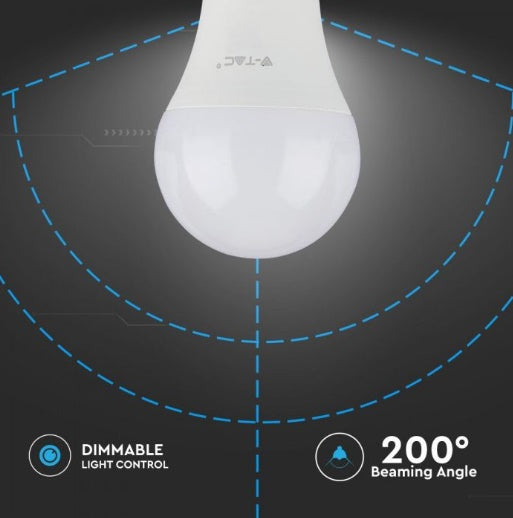 E27 11W(1055Lm) LED-lambi, A60, IP20, dimmerdatav, V-TAC, jaheda valge 6400K