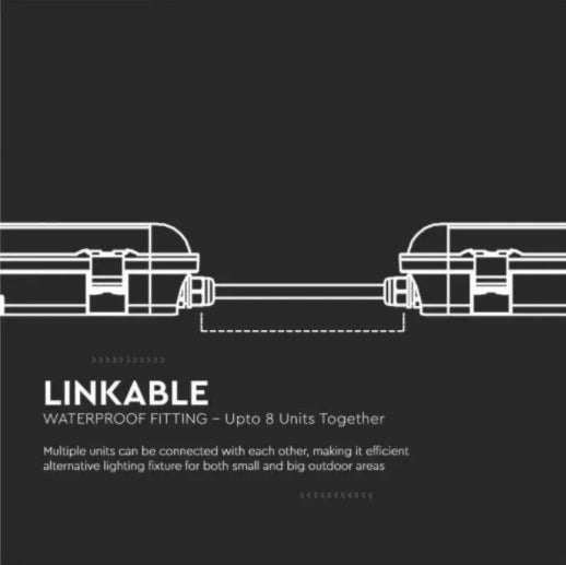 48W(5760Lm) V-TAC SAMSUNG LED Lineārais gaismeklis,IP65, IK06, 150cm, bez kontaktdakšas(kabeļu savienojums), auksti balta gaisma 6400K
