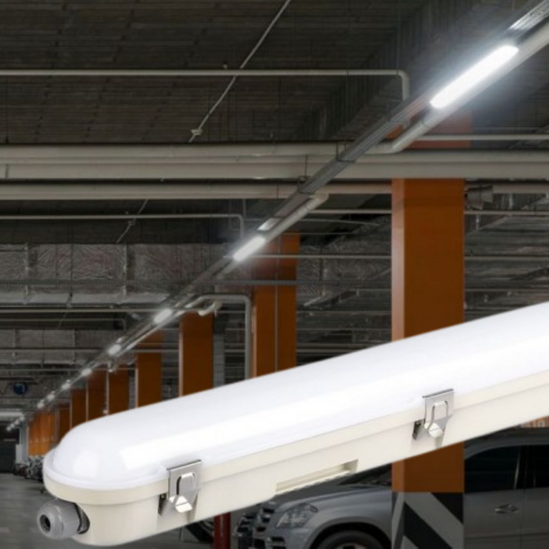 48W(5760Lm) V-TAC SAMSUNG Linear light, IP65, 150cm, with emergency battery, milk color, without plug (cable connection), neutral white light 4000K