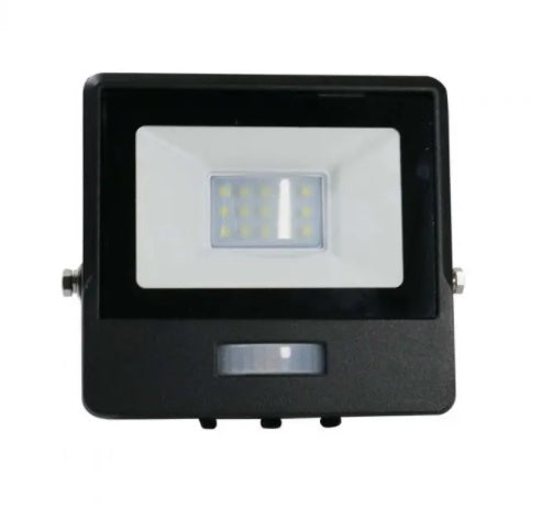 10W(735Lm) LED-strålkastare med PIR-sensor, V-TAC SAMSUNG, 5 års garanti, IP65, svart, varmvitt ljus 3000K