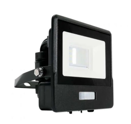 10W(735Lm) LED Spotlight with PIR sensor, V-TAC SAMSUNG, warranty 5 years, IP65, black, warm white light 3000K