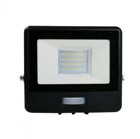 20W(1510Lm) LED-strålkastare med PIR-sensor, V-TAC SAMSUNG, 5 års garanti, IP65, svart, varmvitt ljus 3000K