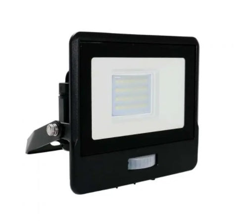 20W(1510Lm) LED Prožektors ar PIR sensoru, V-TAC SAMSUNG, garantija 5 gadi, IP65, melns, silti balta gaisma 3000K