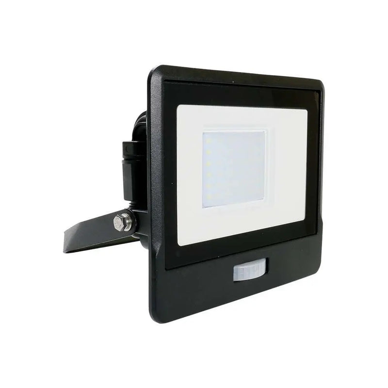 30W(2340Lm) LED spotlight with PIR sensor, V-TAC SAMSUNG, IP65, warranty 5 years, black, warm white light 3000K