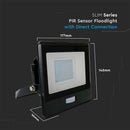 30W(2340Lm) LED spotlight with PIR sensor, V-TAC SAMSUNG, IP65, warranty 5 years, black, warm white light 3000K