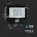 30W(2340Lm) LED spotlight with PIR sensor, V-TAC SAMSUNG, IP65, warranty 5 years, black, warm white light 3000K