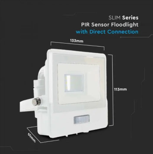 10W(735Lm) LED Spotlight with PIR sensor, V-TAC SAMSUNG, warranty 5 years, IP65, white, cold white light 6500K