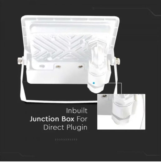 10W(735Lm) LED Prožektors ar PIR sensoru, V-TAC SAMSUNG, garantija 5 gadi, IP65, balts, auksti balta gaisma 6500K