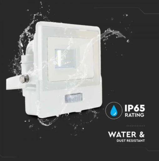 10W(735Lm) LED Spotlight with PIR sensor, V-TAC SAMSUNG, warranty 5 years, IP65, white, cold white light 6500K
