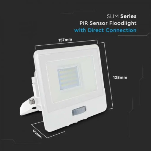 20W(1510Lm) LED Prožektors ar PIR sensoru, V-TAC SAMSUNG, garantija 5 gadi, IP65, balts, auksti balta gaisma 6500K