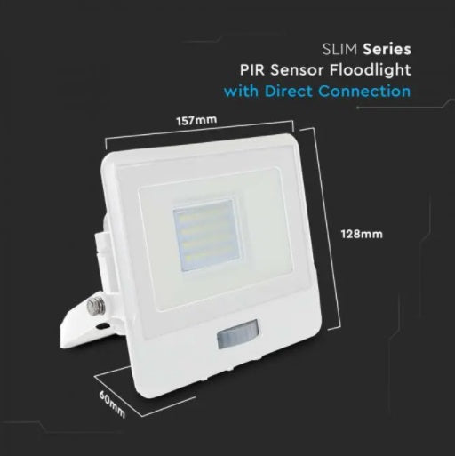 20W(1510Lm) LED-strålkastare med PIR-sensor, V-TAC SAMSUNG, 5 års garanti, IP65, vitt, kallvitt ljus 6500K