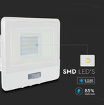 20W(1510Lm) LED-strålkastare med PIR-sensor, V-TAC SAMSUNG, 5 års garanti, IP65, vitt, kallvitt ljus 6500K