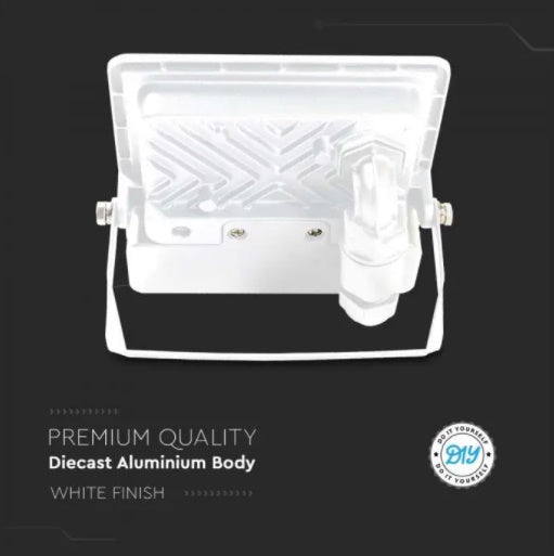 20W(1510Lm) LED-strålkastare med PIR-sensor, V-TAC SAMSUNG, 5 års garanti, IP65, vitt, kallvitt ljus 6500K