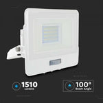 20W(1510Lm) LED-strålkastare med PIR-sensor, V-TAC SAMSUNG, 5 års garanti, IP65, vitt, kallvitt ljus 6500K