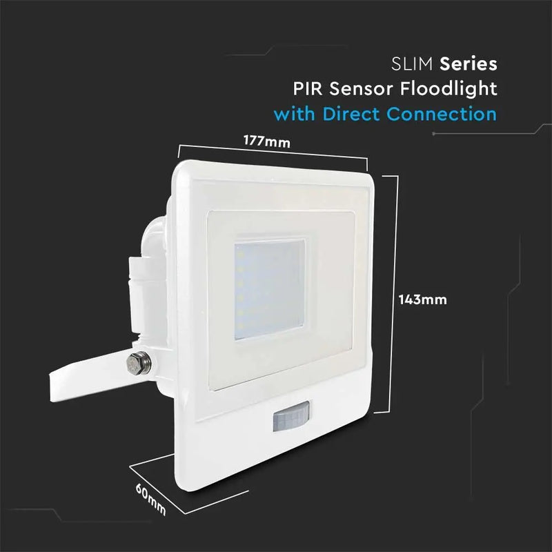 50W(4000Lm) LED spotlight with PIR sensor, V-TAC SAMSUNG, IP65, warranty 5 years, white, neutral white light 4000K