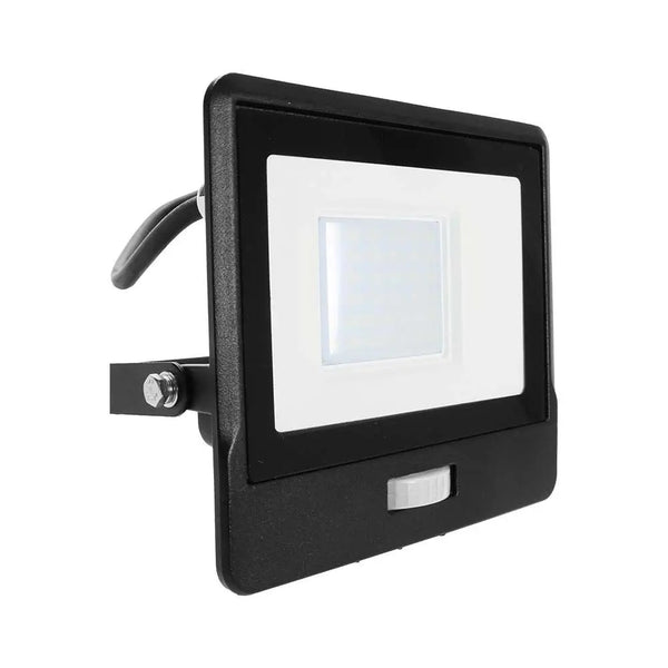 30W(2340Lm) LED-strålkastare V-TAC SAMSUNG med PIR-sensor, 5 års garanti, IP65, svart, neutralvitt ljus 4000K