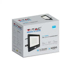 50W(4000Lm) LED-strålkastare med PIR-sensor, V-TAC SAMSUNG, 5 års garanti, IP65, svart, 1m kabel, kallvitt ljus 6500K