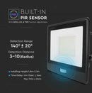 50W(4000Lm) LED Spotlight with PIR sensor, V-TAC SAMSUNG, warranty 5 years, IP65, black, 1m cable, cold white light 6500K