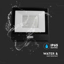 50W(4000Lm) LED Spotlight with PIR sensor, V-TAC SAMSUNG, warranty 5 years, IP65, black, 1m cable, cold white light 6500K