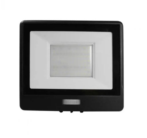 50W(4000Lm) LED-strålkastare med PIR-sensor, V-TAC SAMSUNG, 5 års garanti, IP65, svart, 1m kabel, kallvitt ljus 6500K
