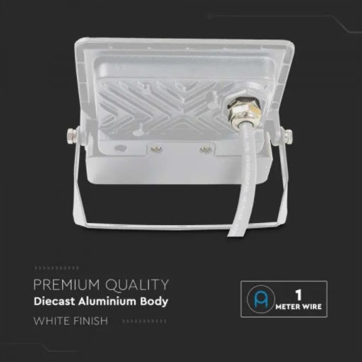 10W(735Lm) LED-strålkastare V-TAC SAMSUNG med PIR-sensor, 5 års garanti, IP65, vit, kallvitt ljus 6500K