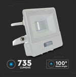 10W(735Lm) LED Spotlight V-TAC SAMSUNG with PIR sensor, warranty 5 years, IP65, white, neutral white light 4000K