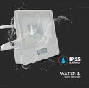 10W(735Lm) LED-strålkastare V-TAC SAMSUNG med PIR-sensor, 5 års garanti, IP65, vit, kallvitt ljus 6500K