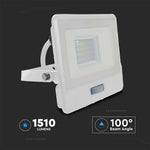 20W (1510Lm) LED-valgusti PIR-anduriga, V-TAC SAMSUNG, IP65, 5-aastane garantii, valge, 1m kaabel, soe valge valgus 3000K