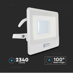 30W(2340Lm) LED-strålkastare V-TAC SAMSUNG med PIR-sensor, 5 års garanti, IP65, vitt, neutralvitt ljus 4000K