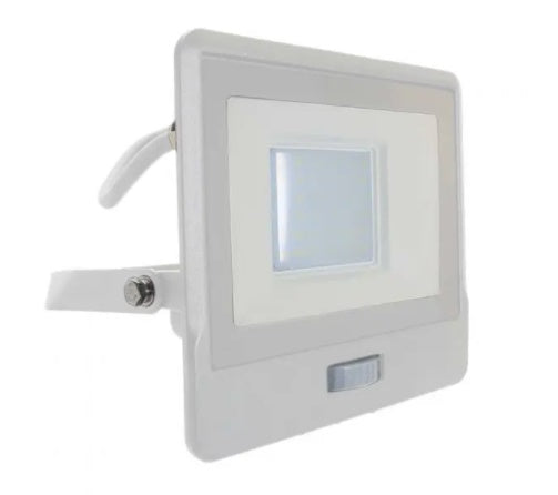 30W(2340Lm) LED Spotlight V-TAC SAMSUNG with PIR sensor, warranty 5 years, IP65, white, neutral white light 4000K