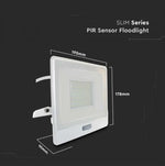 50W(4000Lm) LED-strålkastare med PIR-sensor, V-TAC SAMSUNG, 5 års garanti, IP65, vit, 1m kabel, neutralt vitt ljus 4000K