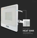 50W(4000Lm) LED Prožektors ar PIR sensoru, V-TAC SAMSUNG, garantija 5 gadi, IP65, balts, 1m kabelis, neitrāli balta gaisma 4000K