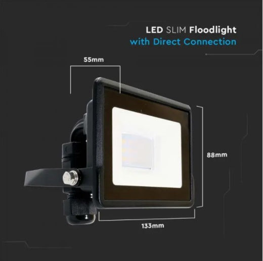 10W(735Lm) LED V-TAC SAMSUNG spotlight, warranty 5 years, IP65, black, cold white light 6500K