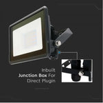 KASTE 20 gab. x 9,87€ – 20W(1510Lm) LED Prožektors V-TAC SAMSUNG, IP65, garantija 5 gadi, melns, auksti balta gaisma 6500K