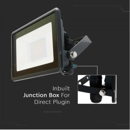 20W(1510Lm) LED V-TAC SAMSUNG spotlight, warranty 5 years, IP65, black, warm white light 3000K