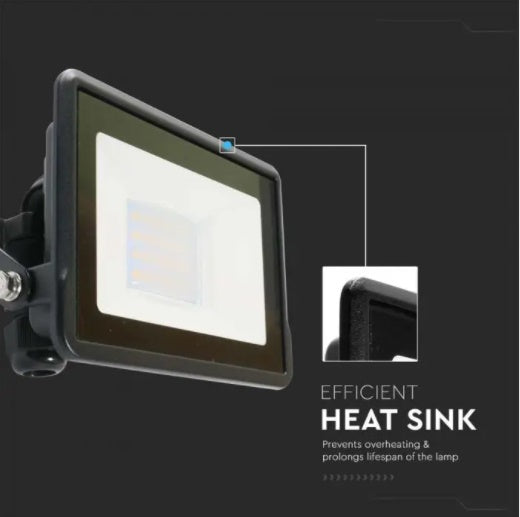 20W(1510Lm) LED V-TAC SAMSUNG spotlight, warranty 5 years, IP65, black, warm white light 3000K