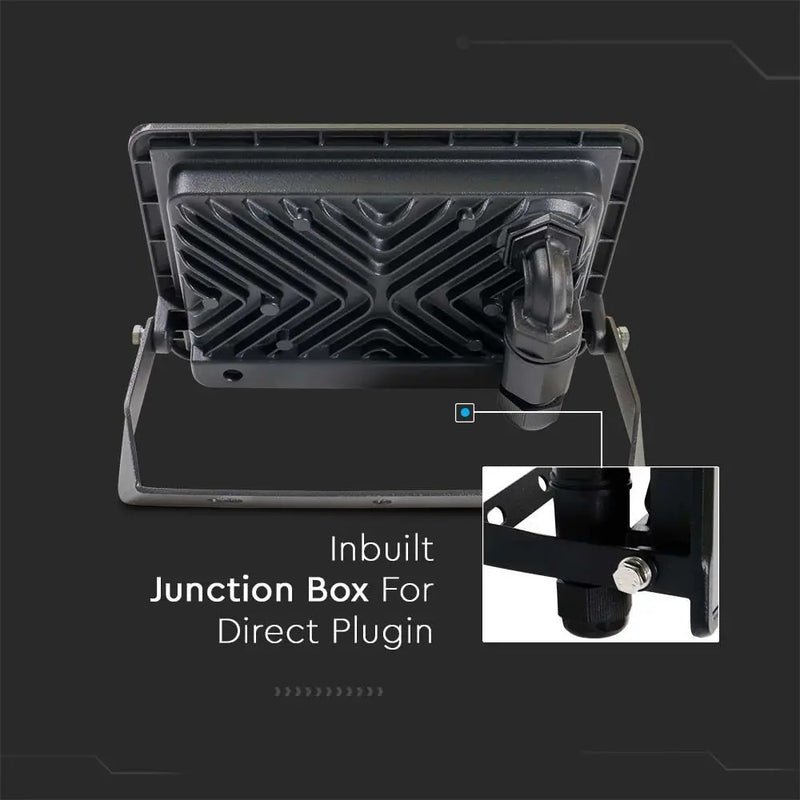 50W(4000Lm) светодиодный прожектор V-TAC, IP65, гарантия 5 лет, черный корпус, холодный белый 6500K