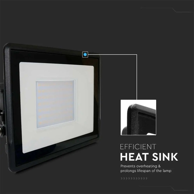 50W(4000Lm) светодиодный прожектор V-TAC, IP65, гарантия 5 лет, черный корпус, холодный белый 6500K